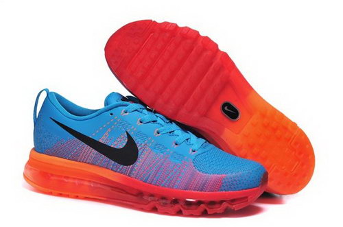 Nike Flyknit Max Mens Shoes Leather Print Blue Black Orange New Outlet Store